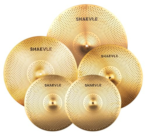 Cymbal Set mit geringer Lautstärke 14 HiHat+16 Crash+18 Crash+20 Ride Beckenset Golden 5 Stücke