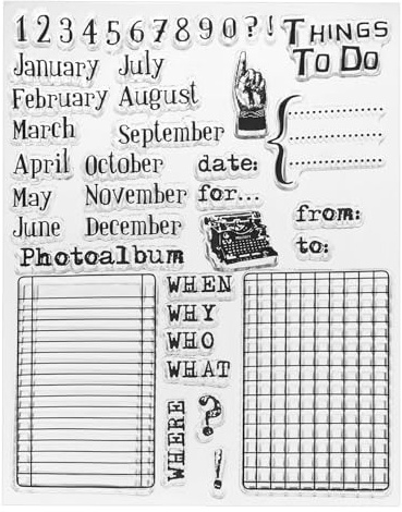 PATIKIL Genomskinliga silikonstämplar, 1 st T1394 kalender datum tydliga frimärken för korttillverkning dekoration gör-det-själv scrapbooking prägling album dekor hantverk, klar