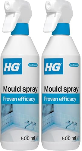 HG Mould Spray, Effective Mould Spray & Mildew Cleaner, Removes Mouldy Stains From Walls, Tiles, Silicone Seals & More - 500ml, Pack of 2