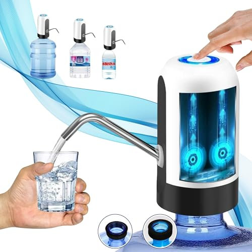 CompaSJ Dispensador de Agua Eléctrico -Dispensador Automático, Grifo Eléctrico para Garrafas de Agua Fría, Dosificador de Acero. Batería 1200 mAh. Bomba dosificadora con Adaptador 8L, 10L y 20L.