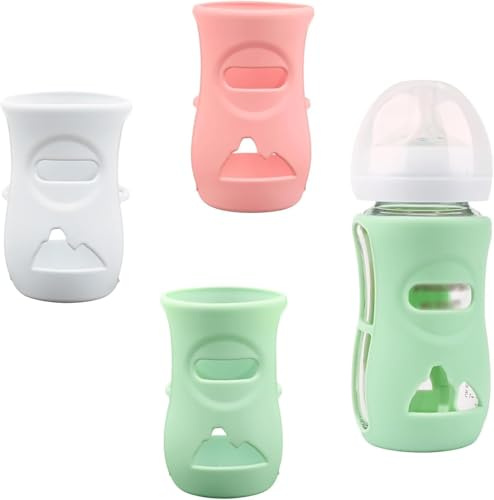 3 Avent babyflaskor av naturglas med okrossbart silikonlock och hållare, kompatibel med 20 ml BPA-fri