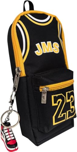 YUEcthynous Basketball Player Federmäppchen Große Kapazität,Basketball Star Bunte 23 Trikot Federtasche, Große Kapazität 2 Fach Doppelter Reißverschluss Segeltuch Schlamperbox Schule Federmäppchen