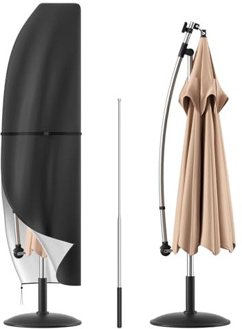 Sonnenschirm Schutzhülle mit Stab, Ampelschirm Schutzhülle bis Ø 2-4m, Sonnenschirm Hülle Sonnenschirm Abdeckung 420D Oxford Gewebe Wasserdicht Staubdicht UV-Beständiges (265CM)