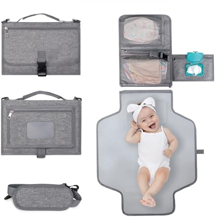 Tappetino per cambio neonato – Cuscino portatile per pannolini, pannolini in Wipierer Tappetino per bambini | Stazione di cambio impermeabile rimovibile, stazione di viaggio pieghevole con grande