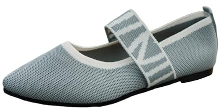 2026 Ballerines à bout pointu avec nœud confortable en tricot pour femme, gris clair, 38 EU