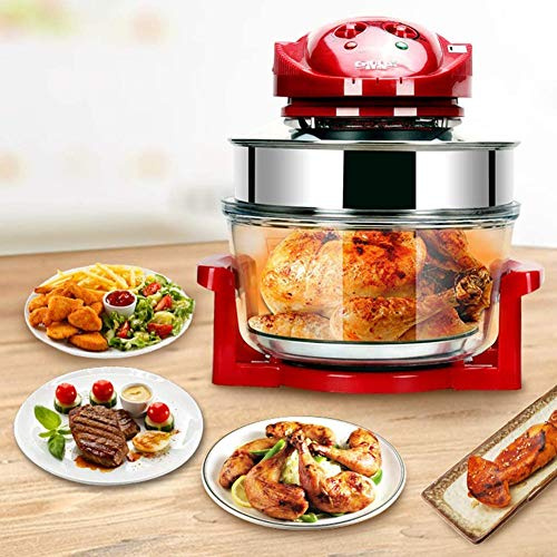 Forno a convezione alogeno con friggitrice ad aria, timer e ciotola in vetro, cottura sana senza olio per cuocere al forno e grigliare