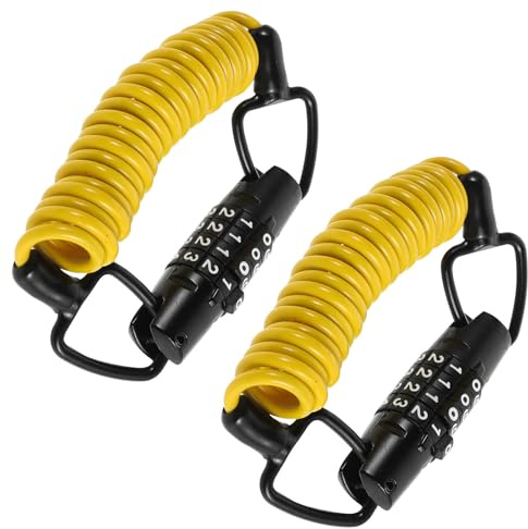 CHILDWEET Helmet Cable Lock Bike Combination Lock for Bicycle Motorcycle Luggage Retractable Anti-Theft Cable Yellow 2pcs Suitable for Strollers and Road Bikes