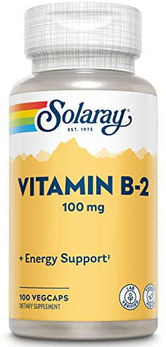 SOLARAY Vitamin B-2 Mg | Vegcaps, Sin Sabor, Sin Sabor, 100 Unidad