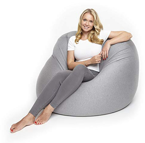 Lumaland Flexi Comfort Pouf Medium | Bean Bag Premium Flexible | Coussin de siège 142 x 84 cm | Idéal pour s'allonger ou s'asseoir | Fauteuil & Canapé pour Enfants et Adultes [Gris Clair]