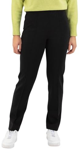 Carla Ferroni Pantalone Donna in Lana Jersey Caldo Morbido Elasticizzato Vita Alta (Nero, 48)