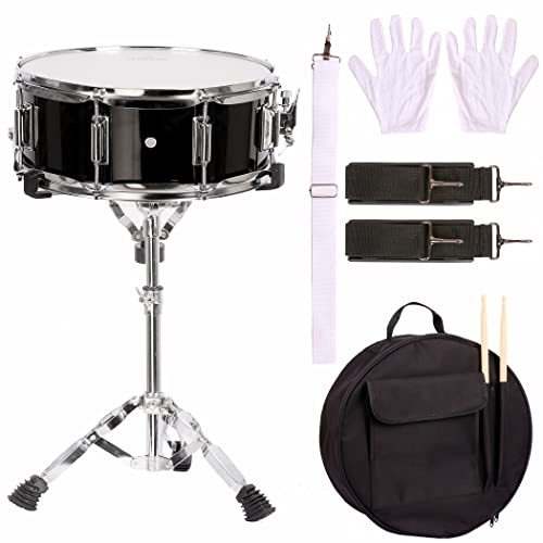 14 inch Snare Drum Set for Kids Students Beginners Practice Kit with Practice Pad Stand, Padded Gig Bag,Neck Strap,Glove,and Drum Sticks