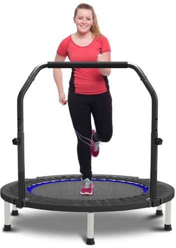 HYD-Parts 40 Mini Trampoline for Adults and Kids Exercise Rebounder with Adjustable Bar Fitness Trampoline Indoor Max Load 330lbs