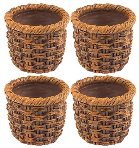 Haowul Mini Panier 4pcs Miniature Vintage en Osier Rattan Panier De Poupée Rural Rural Panier Tissé À Main pour Accessoires De De Jeu De Pâques