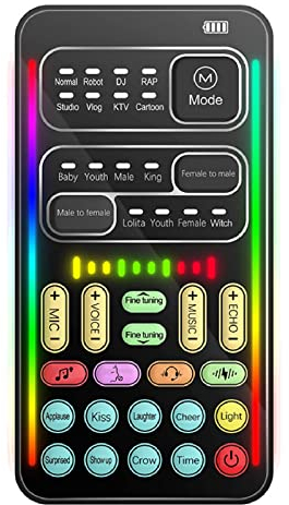 Voice Changer, Handheld Voice Changer Soundkarte mit 8 Soundeffekten, Bluetooth Voice Disguiser, Portable Sound Modulator für PS5//PC/Handy/Laptop