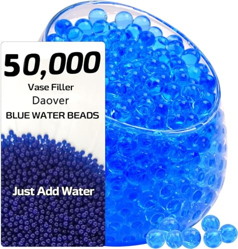 Daover Perlas de Agua, 50.000 Perlas de Gel, Bolas de Gel, Perlas Decorativas de Agua para Plantas en Jarrón para Hacer Velas Flotantes, Decoración Floral