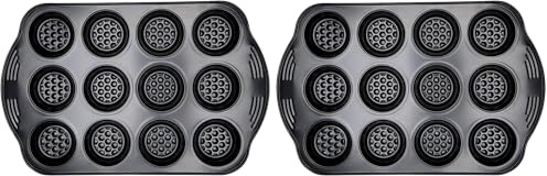 PRESTIGE - Aerolift - Muffin Tins Non Stick 12 Cup - Non Stick Bakeware - Cushion Base - Fridge Freezer and Dishwasher Safe - Carbon Steel - 41 x 27 x 4 cm (Pack of 2)