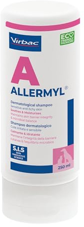 Virbac Allermyl Cat & Dog Shampoo | For Sensitive & Itchy Skin | 250ml | Vet-developed shampoo soothing sensitive, reactive & itchy allergic-type skin in pets; 250ml