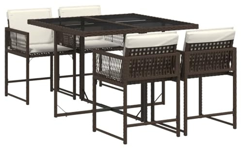 vidaXL Set da Pranzo da Giardino 5pz con Cuscini in Polyrattan Marrone