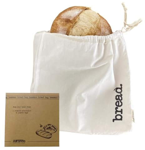 XXL Reusable Sourdough Bread Bag | Beeswax Bags for Homemade Bread | Cotton Beeswax Lined bags for Sourdough | Storage Accessories | White (2 Layers)