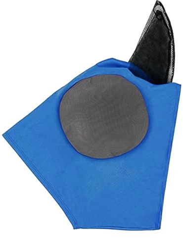 POFET Masque Anti-Mouches en Maille pour Cheval, Masque en Maille Lycra Doux Bleu Royal avec Protection UV, Masque Anti-Mouches Confortable pour Chevaux, protège du Soleil et des Insectes
