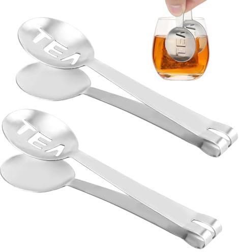 2pcs Presse-Sachets de Thé en Acier Inoxydable pour thé en Vrac, Glaçons Glaçons Glaçons Cuillères à Thé Passoires à Thé Pinces à thé Passoire à Clip Accessoires pour Buveurs de Thé