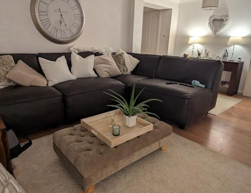 Handmade Extra Large Chesterfield Upholstered Footstool Coffee Table by Handmade Bedroom Furniture (Feet Style - 2, Mink)