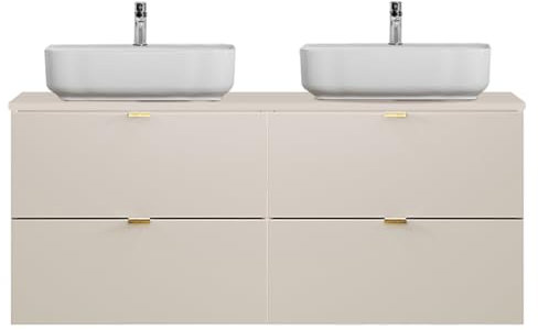 Lomadox DURANGO-56 Double vasque de salle de bain 120 cm en cachemire mat, 4 tiroirs, lavabo en céramique