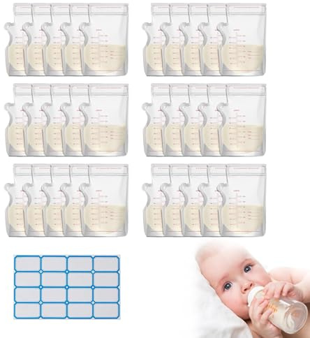 Sachet Conservation lait maternel,30 Pcs Sac congelation lait maternel,Sachets Pour L'allaitement,Sac Isotherme Lait Maternel,Sachet Lait Maternel Double Glissière de Sécurité,250ML