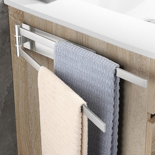 OETAMS Handtuchhalter Ohne Bohren Silber 180° Schwenkbar Bad Handtuchstange