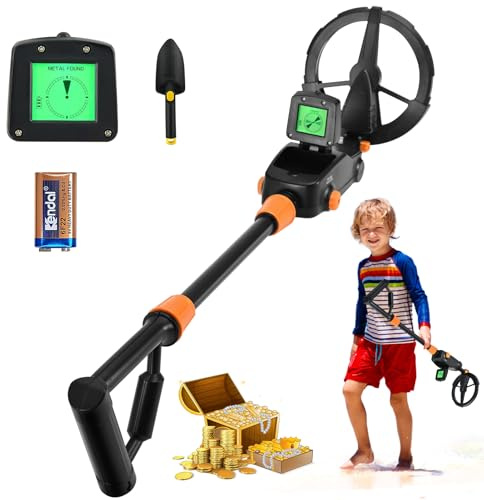Metal Detector Kids, Waterproof with LCD Display and Buzzer, Adjustable High Sensitivity Lightweight Kids Metal Detector for Beginners to Treasure Seeking Gold Digger (Basic Set)