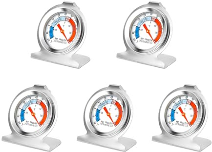 MEANLIN MEASURE 5Pcs Termometro per frigorifero, quadrante grande da 2 con indicatore rosso -30~30℃/-20~80℉ per frigoriferi e refrigeratori