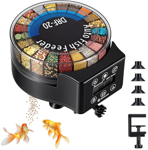Sockywin Automatic Fish Feeder for Aquarium, Auto Fish Feeder Automatic Dispenser with Timer Battery Operated Auto Food Dispenser Automatic Fish Feeder for Tank with Lid (Batteries Not Included)