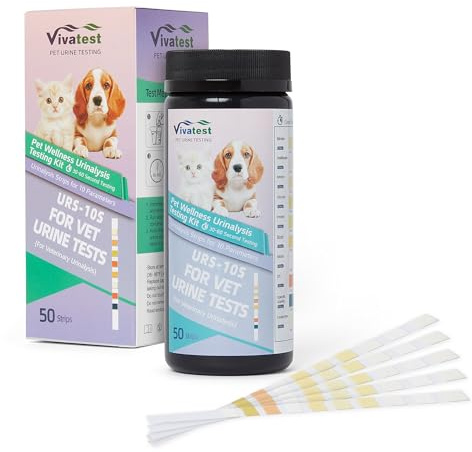 VivaTest Urinalysis Sticks for Pets x50 – 10 in 1 Pet Wellness Urine Test Strips for Bilirubin, Ketone, Glucose, Protein, pH – Ketone Test Strips for Cats and Dogs – Easy to Use with Reliable Results