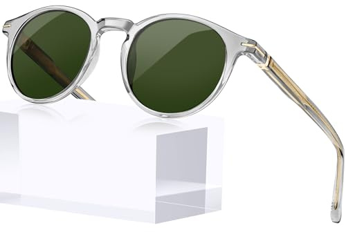 KANASTAL Gafas de Sol Verde Mujer Hombre Polarizadas Redondas Pequeñas UV