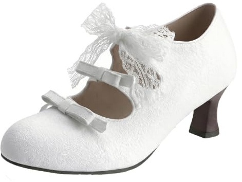 Gicoiz Cordoncino Oxford Donna Tacco Gattino Brogue Scarpe da Sera Punta Rotonda Ufficio Comodo Professional Low Scarpe Pumps retrò Bianco Numero 34 EU