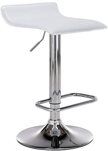 CLP Barhocker Dyn I Kunstleder-Bezug I Höhenverstellbarer Barstuhl Mit Fußablage, Farbe:weiß