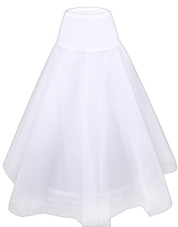 Flora 1-HOOP 2-NET Bridal Wedding Petticoat/Prom Underskirt,Spandex Waistband(XSmall-Medium) White
