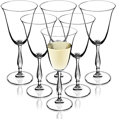 Weingläser aus Kristallglas, 6er Set, 250ml, hochwertige Qualität, Weinkelch mit hohem Stiel, für zu Hause, Party, Elegante Weißweingläser, schöne Rotweingläser