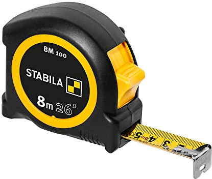 STABILA fickbandmått BM 100, 8 m (26 tum), cm/tum skala