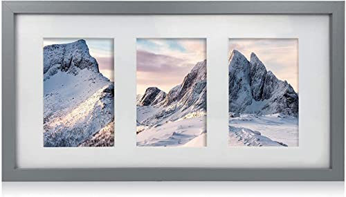 Innoteck Essentials 3 in 1 Matt Grey Premium Wooden Collage Gallery Photo Frame with Three 6x4 Openings– Horizontal or Vertical – Unique &Multi-functions Design of Wall Hanging frame