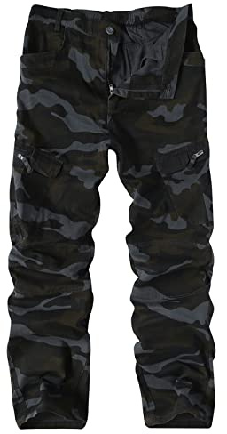 iCKER Cargo Combat Trousers Men Work Camo Army Military Tactical Multi Pocket Camouflage Pants