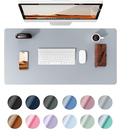 YSAGi Leather Desk Mat, Large Mouse Mat, Non-Slip Desk Pad, Waterproof PU Leather Table Protector Writing Pad for Office and Home (60 x 35 cm, Light Grey)