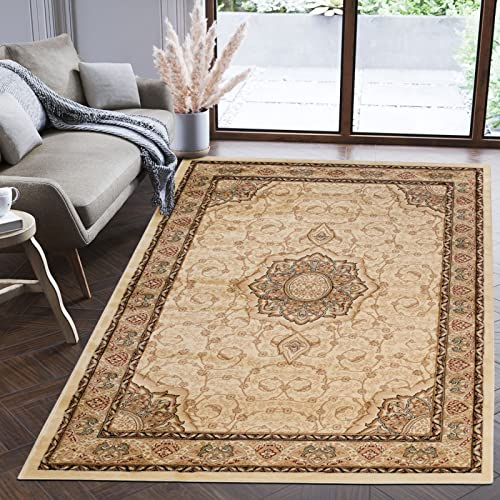 Mazovia Orientalisch Teppich - Traditioneller Teppich für Wohnzimmer, Esszimmer - Orient Teppiche Ornament - ÖKO-TEX Wohnzimmerteppich Beige - 180 x 260 cm