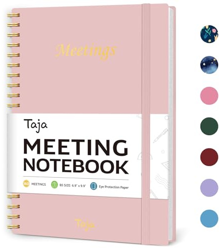 Cuaderno de reuniones para organización del trabajo, cuaderno planificador de trabajo con elementos de acción, agenda para tomar notas, 160 páginas (6.9 x 9.9 pulgadas), organizador de proyectos para
