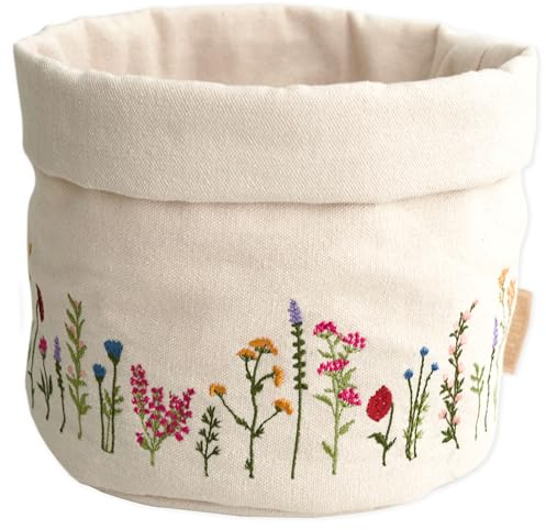 Papierdrachen Corbeille à pain « Springswiese » - Décoration de table charmante - Avec broderie florale de qualité supérieure à l'aspect prairie