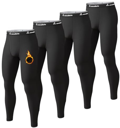 Mens Thermal Long Johns Underwear Leggings Fleece Lined Bottoms UnderLayer | Men's Solid Thermal Trousers With Open Fly. 90% Polyester 10% Spandex. Breathable, Wrinkle-Resistant Winter Base Layer
