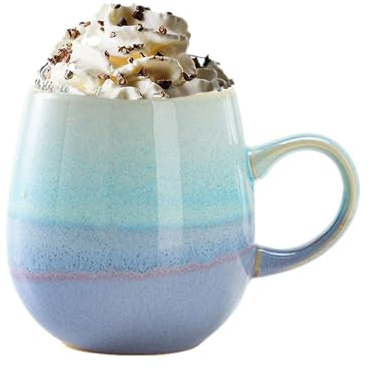 eKsdf Kaffeetasse Groß Tasse 500ml mit Henkel Porzellan Kaffeebecher Keramiktasse Modern kaffeetassen Teetassen Geschenk für Kaffee-Liebhaber Frauen Mama papa für Cappuccino, Müsli (Seeblau)