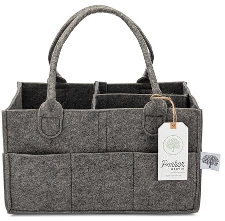 Parker Baby Diaper Caddy - Nursery Storage Bin and Car Organizer for Diapers and Baby Wipes - Charcoal, Regular