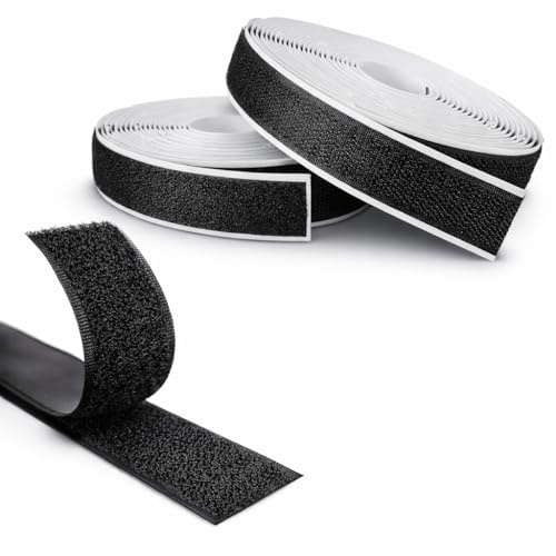 Kstar Klettband Selbstklebend Extra Stark – Klettverschluss zum Kleben Schwarz – Hakenband & Flauschband Set – Klett Klebeband – Profi Qualität – 16mm x 6m