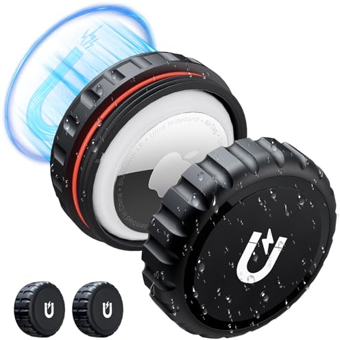 CloudValley Lot de 2 étuis magnétiques compatibles avec Apple AirTag, [Aimant en néodyme Puissant IPX8] Caché pour Traceur GPS pour vélo, Voiture, Toutes Les Surfaces Planes